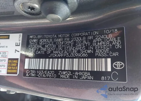 2018 Toyota Prius Prime Premium from USA, damaged, VIN JTDKARFP3J3099086